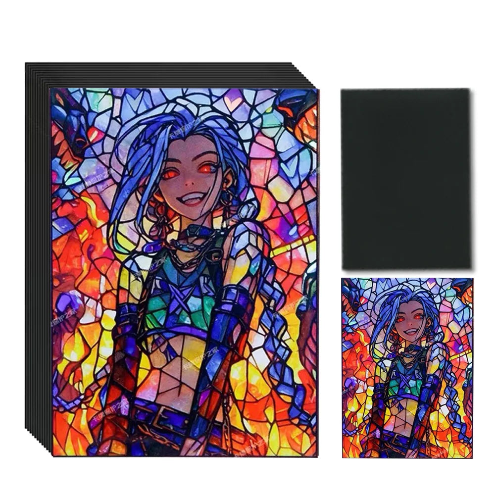 66*91mm Foil Anime Blue Girl Game Character Card Sleeves for PTCG 50PCS Standard Size Trading Card/Collection Card Sleeves