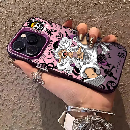 Anime One Piece Luffys Zoros Magnetic Case for iPhone 12 13 14 15 16 17 Air Pro Max Plus Soft Silver Plated Anti Fall Cover