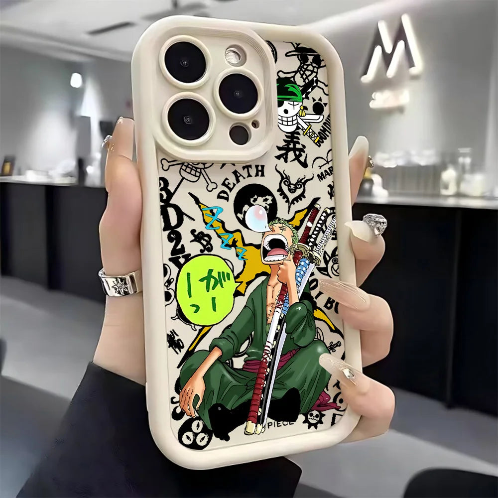 Anime One Piece Luffys Zoros Phone Case for IPhone 17e 17 16e 16 15 14 13 12 11 Air Pro Max Mini XR Plus Soft TPU Back Cover