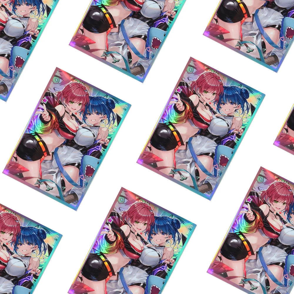 50PCS 63x90mm Holographic Card Sleeves Japanese Size Protector for YGO TCG Trading Cards Game Deck Shield