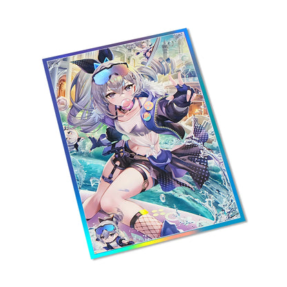 60PCS Holographic Anime Card Sleeves Perfect Fit MTG/PKM Star Rail Silver Wolf Card Protector for PTCG Cards Sports Cards