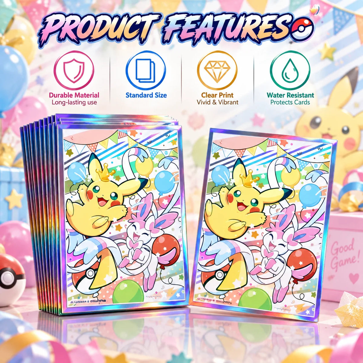 60PCS 67x92mm Pikacu Anime Card Sleeves Trading Card Protector TCG Deck Sleeves for PTCG MTG  Collectible Board Game Cards