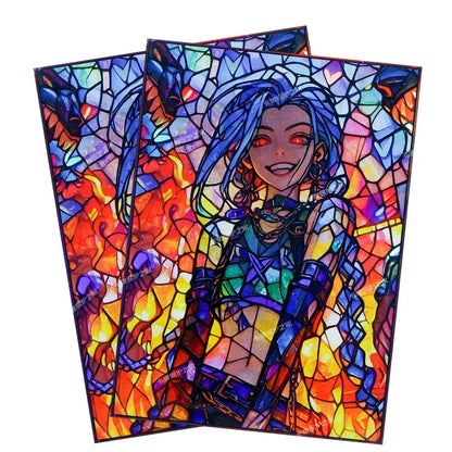 66*91mm Foil Anime Blue Girl Game Character Card Sleeves for PTCG 50PCS Standard Size Trading Card/Collection Card Sleeves