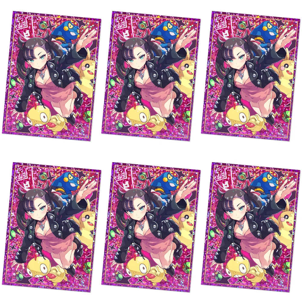 50PCS 66X91mm Laser Anime Card Sleeves PTCG Card Art Sleeves Protector Cards Shield Double Cover for MGT Game Cards