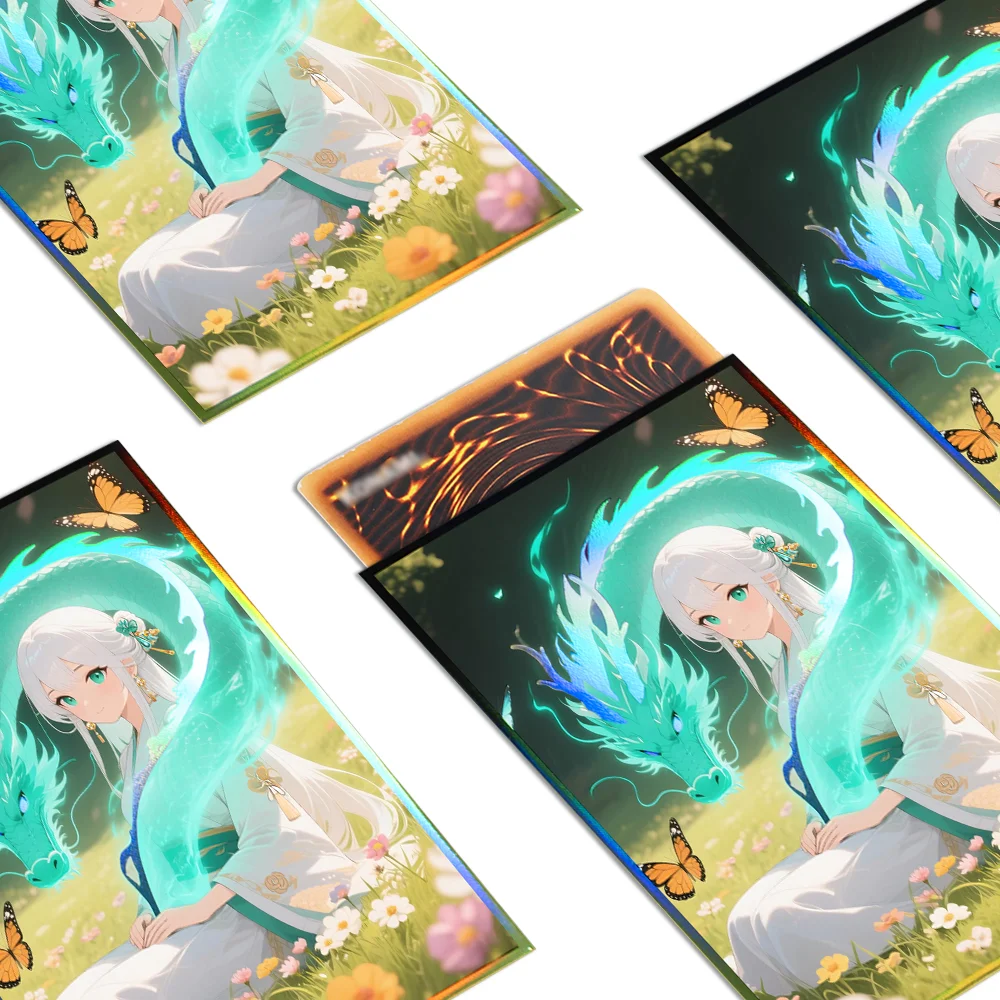 50PCS 63×90mm Holographic Japanese Size Anime Card Sleeves Card Protector for YGO Top Loading Board Game Card