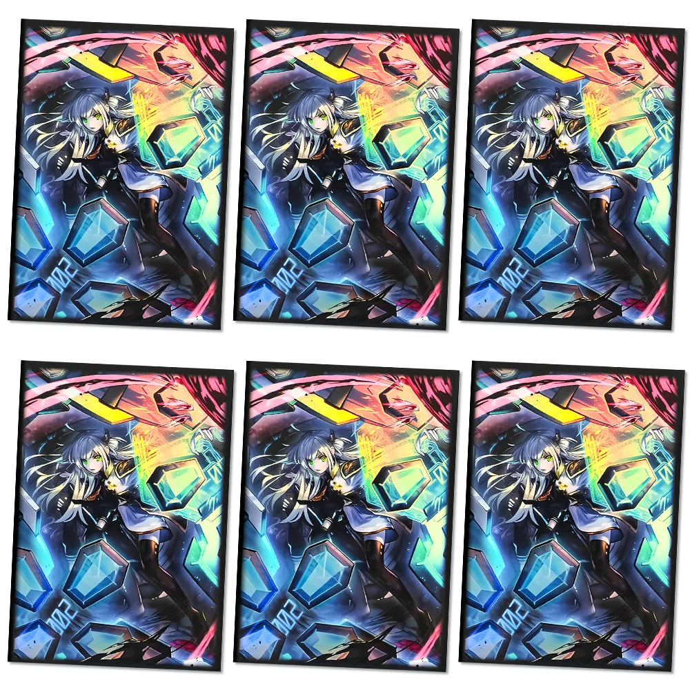 63x90mm 50PCS Holographic Laser Illustration Anime Card Sleeves Trading Card Sleeves Japanese Card Protector for YGO Game Cards