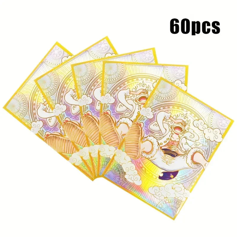 60PCS OPCG Luffy Foil Anime Card Sleeves for PTCG MGT Trading Card Protector 67x92mm Anime One Piece Ideal for Card Collectors