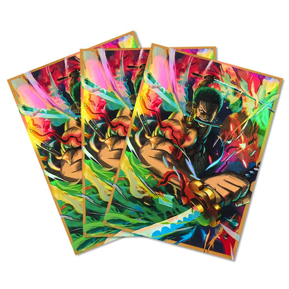 60PCS One Piece Zoro Collection Card Sleeves Protector for PTCG/MGT 67*92mm, Foil Anime Card Sleeve for Card Enthusiasts ﻿