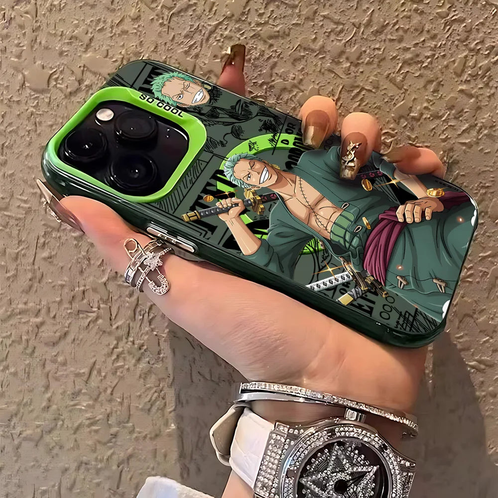 Anime One Piece Cool Magnetic Case for IPhone 11 12 13 14 15 16 17 Air Pro Max Plus Soft Silver Plated Anti Fall Back Cover