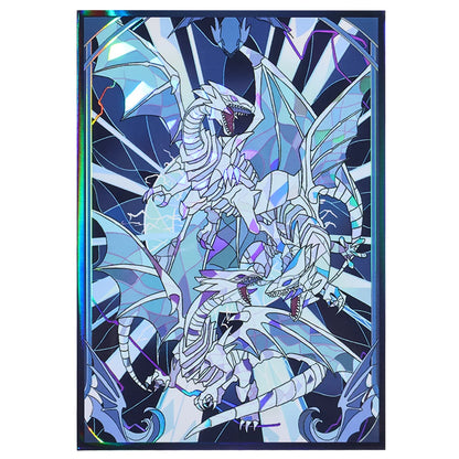 50PCS 63x90mm Blue Eyes White Dragon Laser Card Sleeves Japanese Size YGO Trading Card Protector Anime Deck Shield