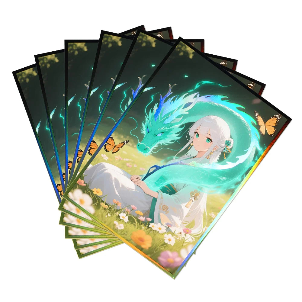 50PCS 63×90mm Holographic Japanese Size Anime Card Sleeves Card Protector for YGO Top Loading Board Game Card