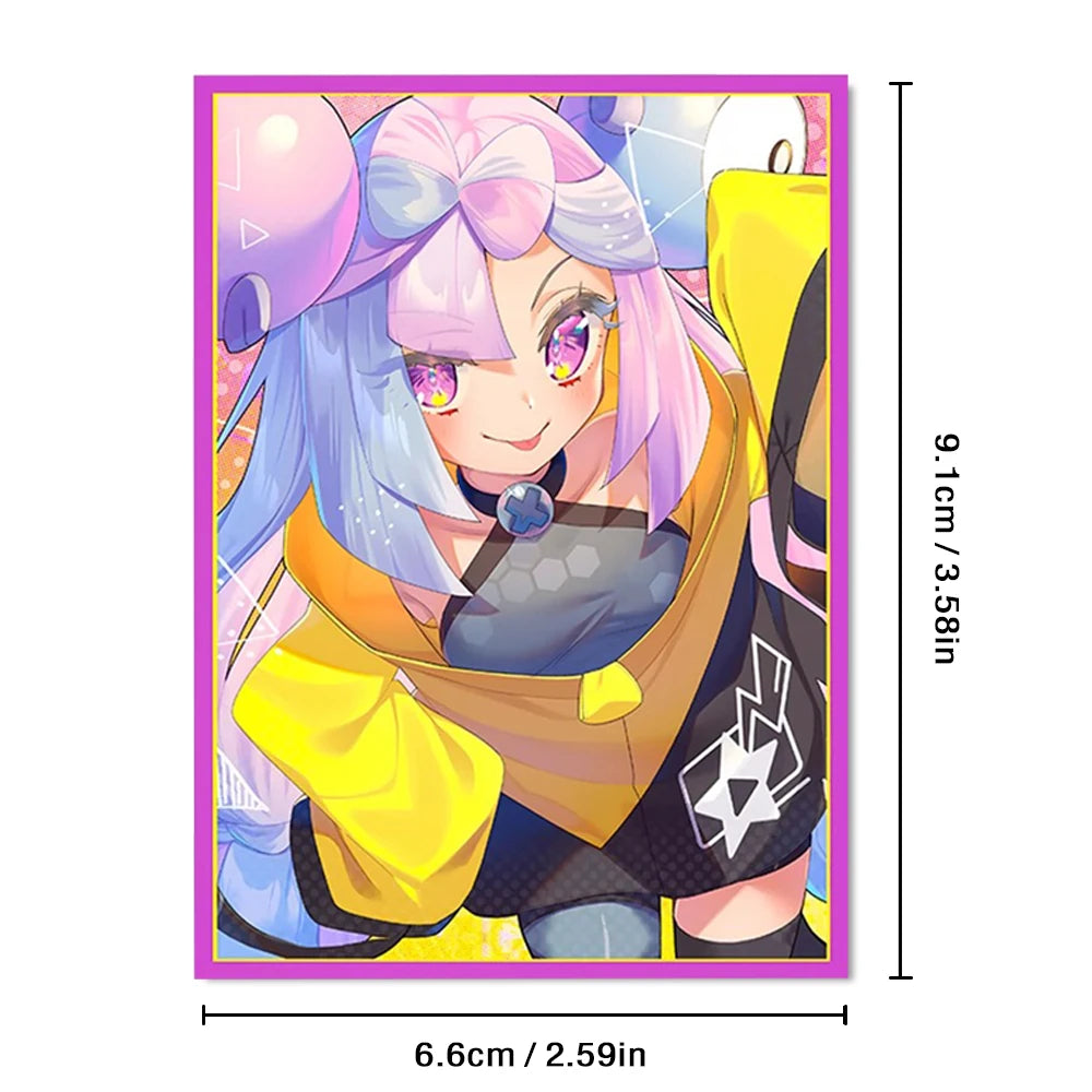 50PCS 66*91mm Anime Card Sleeves for PTCG/MGT/ Sports Card Trading Card Protector Holographic Cute Game Card Sleeves