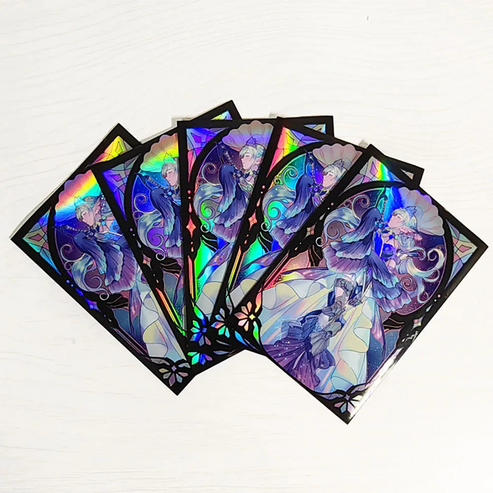 50 PCS 63×90mm Holographic Flashing Anime Card Sleeves for YGO Top Loading Board Game Inner Card Protector for TCG