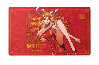 Red 'One Piece' anime character mouse pad with a character in a red outfit and orange hair.