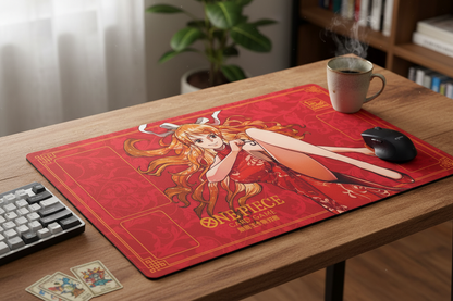 Nami One Piece Playmat With Zones OPCG TCG Board Card Game Play Red Deskmat Mousepad