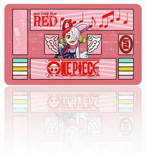 Animated character with rabbit ears and a 'One Piece' logo on a pink background