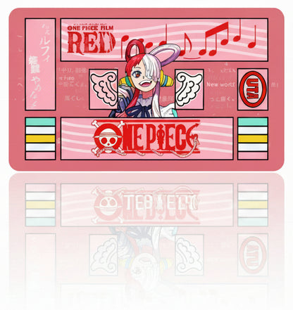 Animated character with rabbit ears and a 'One Piece' logo on a pink background