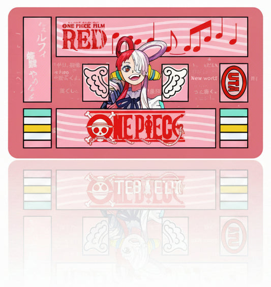 Animated character with rabbit ears and a 'One Piece' logo on a pink background