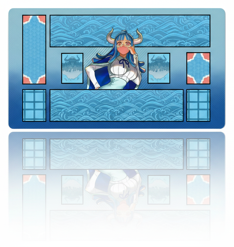 Card with a character design on a blue background
One Piece Ulti Playmat Games Mousepad Play Mat of TCG CCG Board Game Deskmat Blue