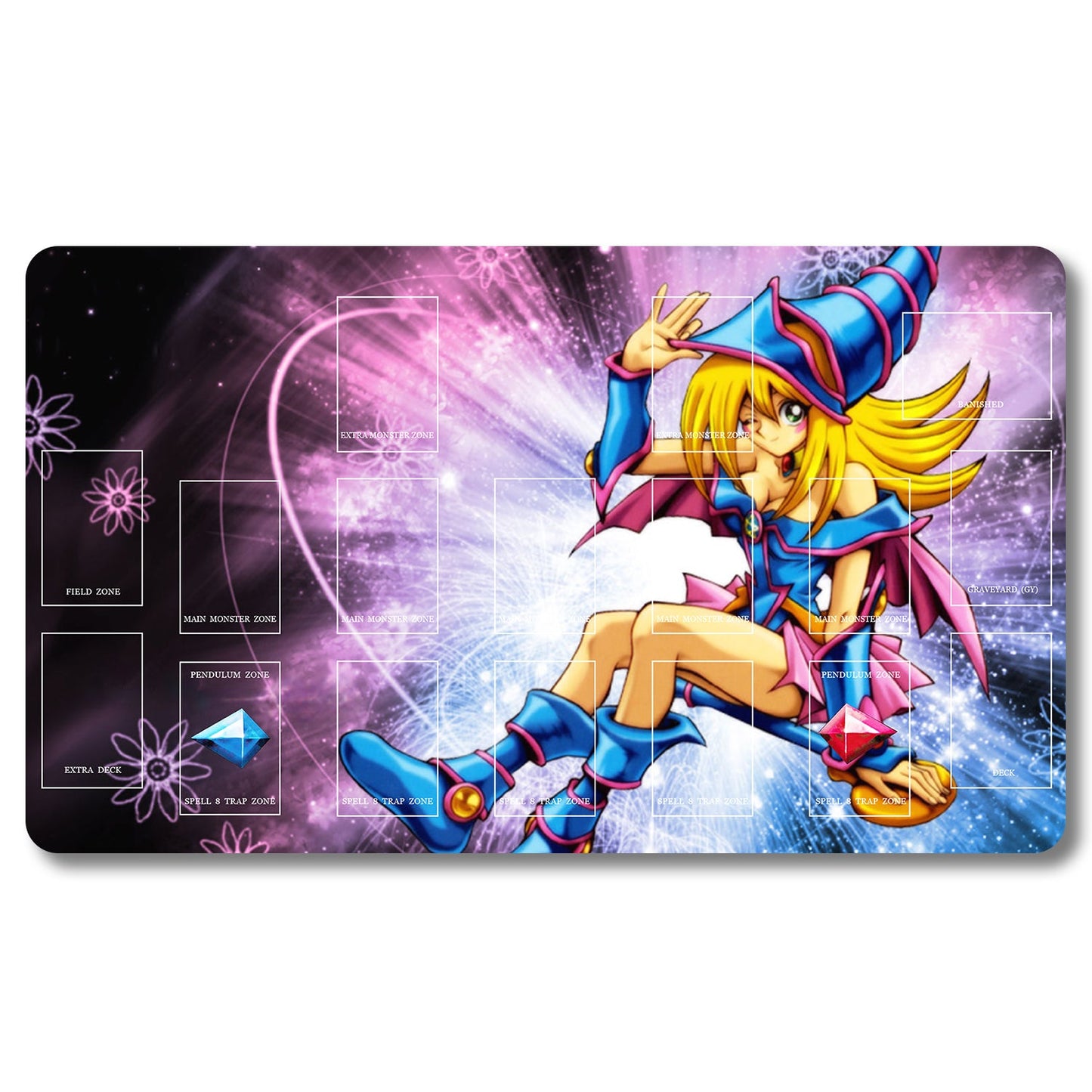 YUGIOH Dark Magician Girl Playmat- Yugioh  Size 23.6X13.7in Play mats Compatible for TCG OCG CCG Trading Card Game