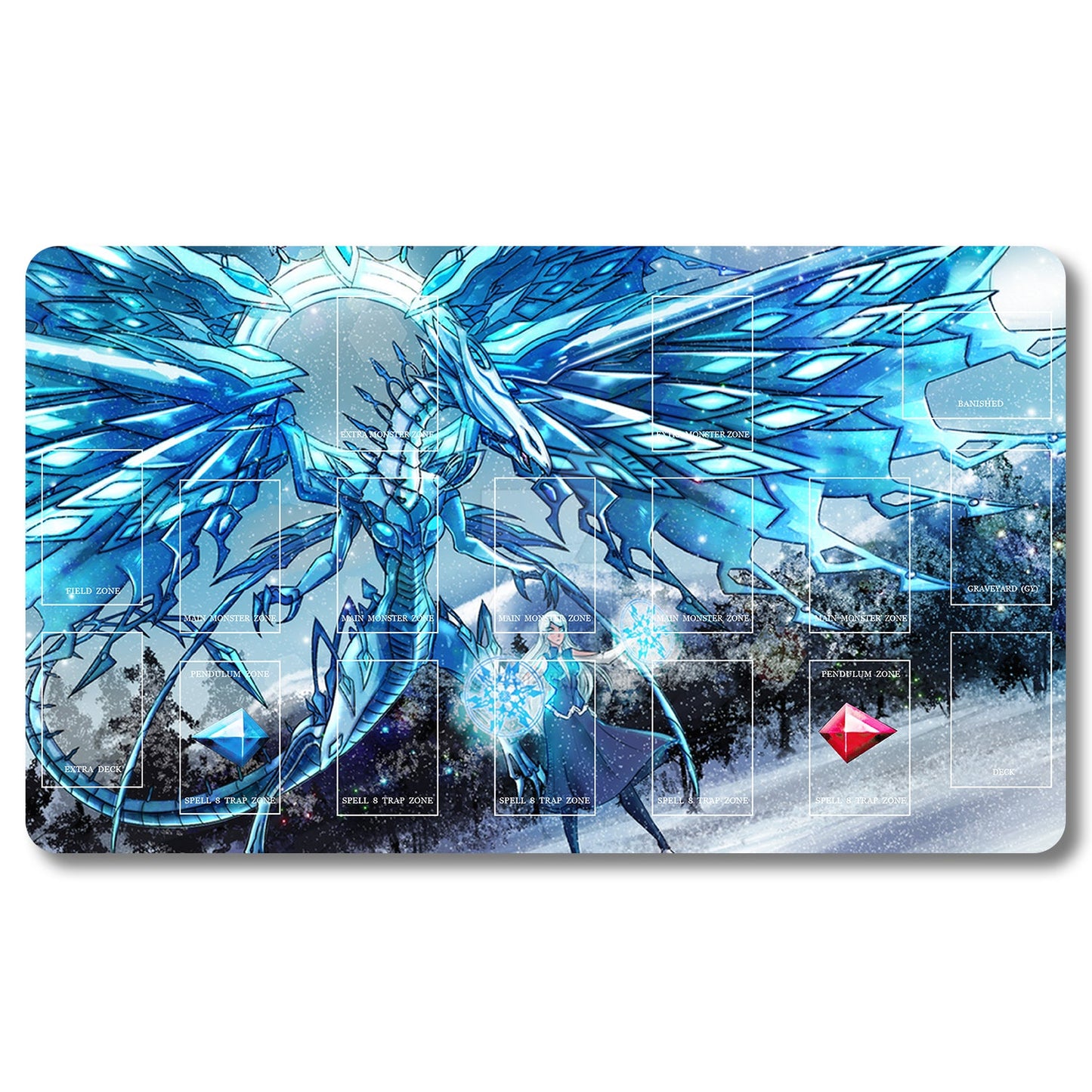 YUGIOH Blue Eyes White Dragon Playmat - Yugioh Size 23.6X13.7in Play mats Compatible for TCG OCG CCG Trading Card Game