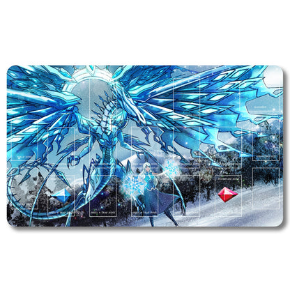 YUGIOH Blue Eyes White Dragon Playmat - Yugioh Size 23.6X13.7in Play mats Compatible for TCG OCG CCG Trading Card Game