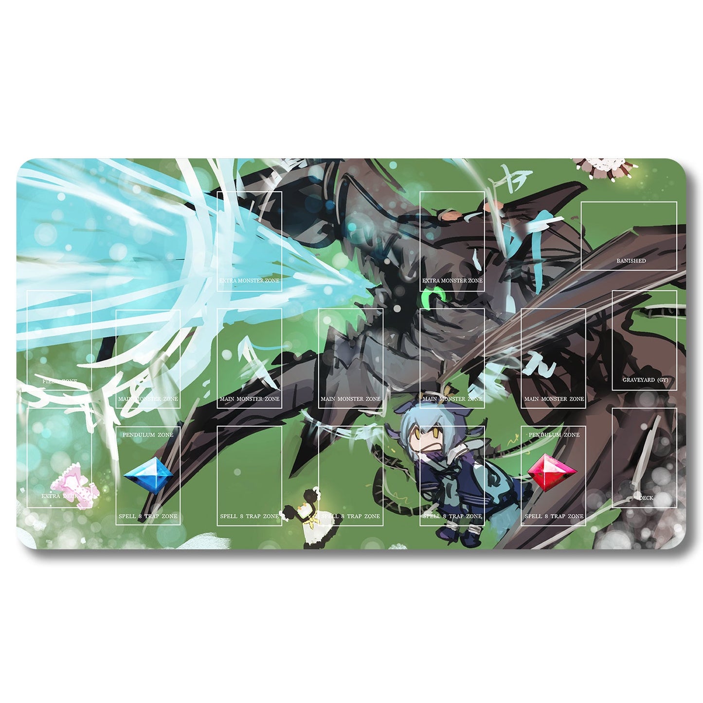YUGIOH Peripheral - 9mjgek- Yugioh Playmat Size 23.6X13.7in Play mats Compatible for TCG OCG CCG Trading Card Game