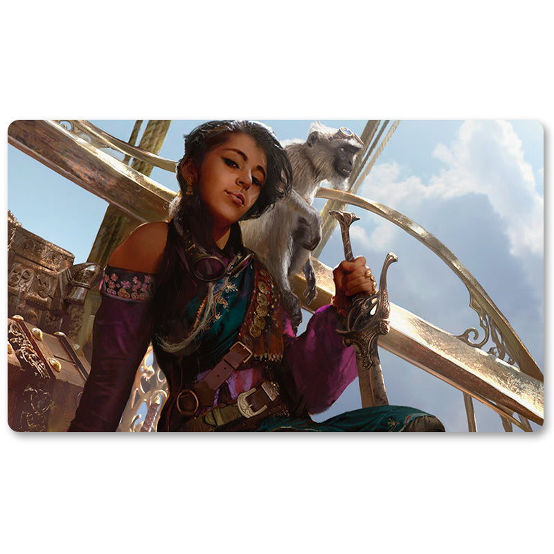 Magic The Gathering Peripheral- Kari Zev Skyship Raider  -MTG Playmat Size 23.6X13.7in Play mats Compatible for TCG RPG CCG Trading Card Game