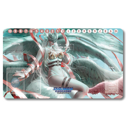 Board Game Angewomon Playmat - Digimon Size 23.6X13.7in Play mats Compatible for TCG DTCG CCG Trading Card Game