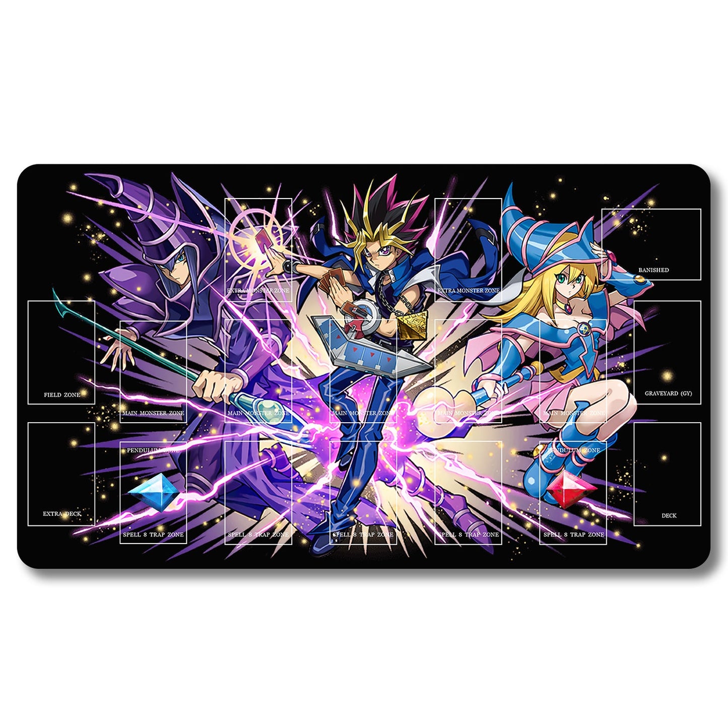 Board Game Peripheral - 709653- Yugioh Playmat Size 23.6X13.7in Play mats Compatible for TCG OCG CCG Trading Card Game