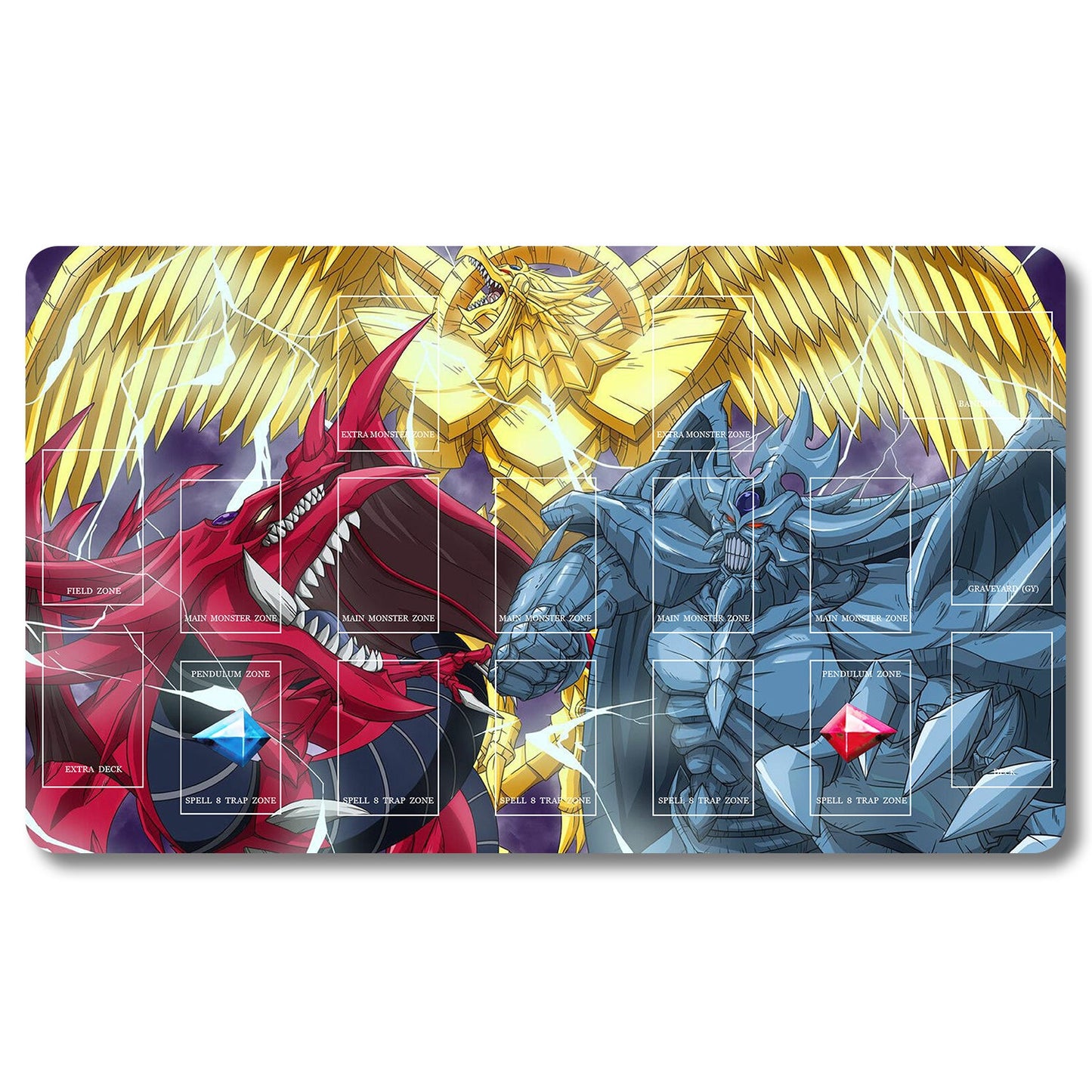 YUGIOH Card Of God Playmat - Yugioh Size 23.6X13.7in Play mats Compatible for TCG OCG CCG Trading Card Game