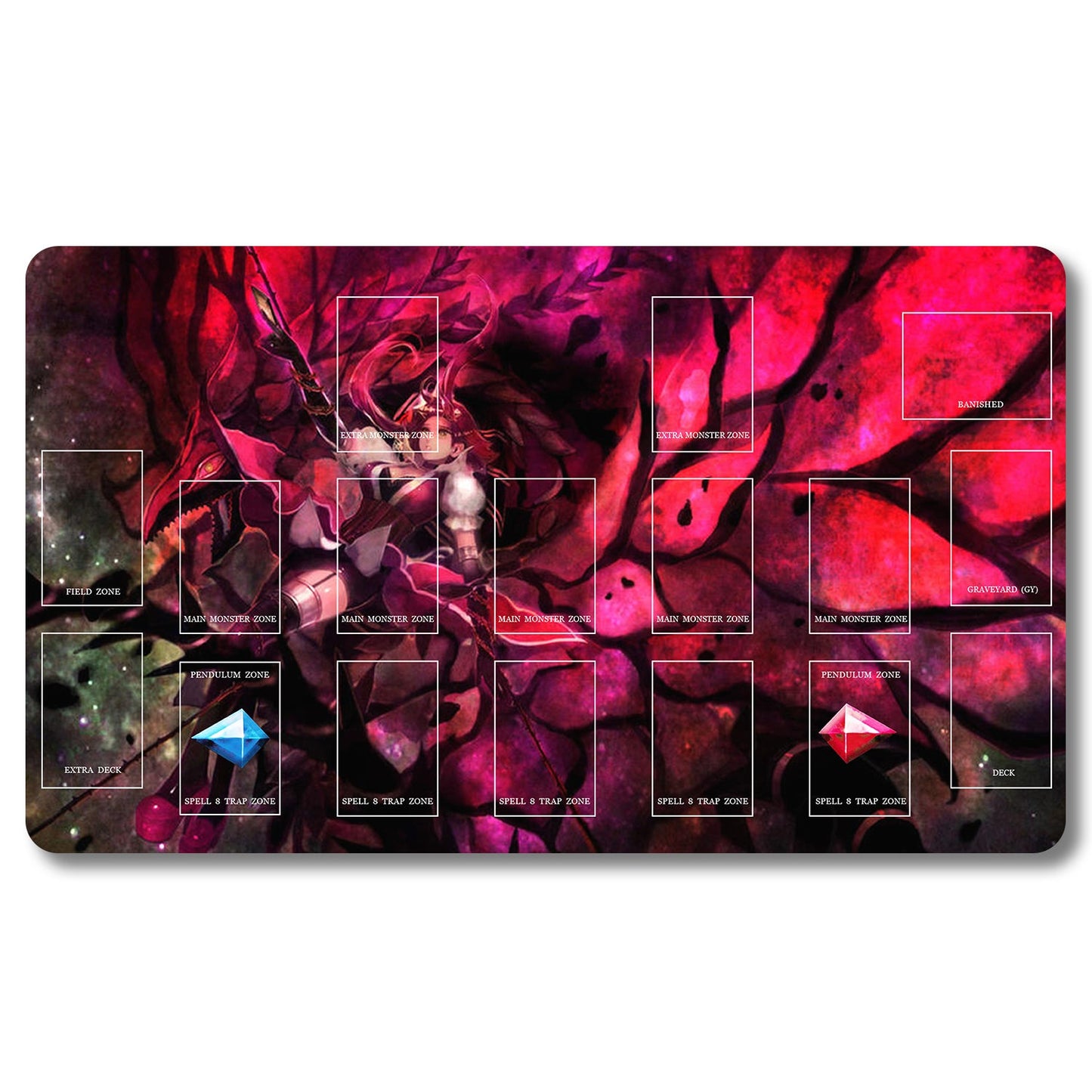 YUGIOH Ruddy Rose Dragon Playmat - Yugioh Size 23.6X13.7in Play mats Compatible for TCG OCG CCG Trading Card Game