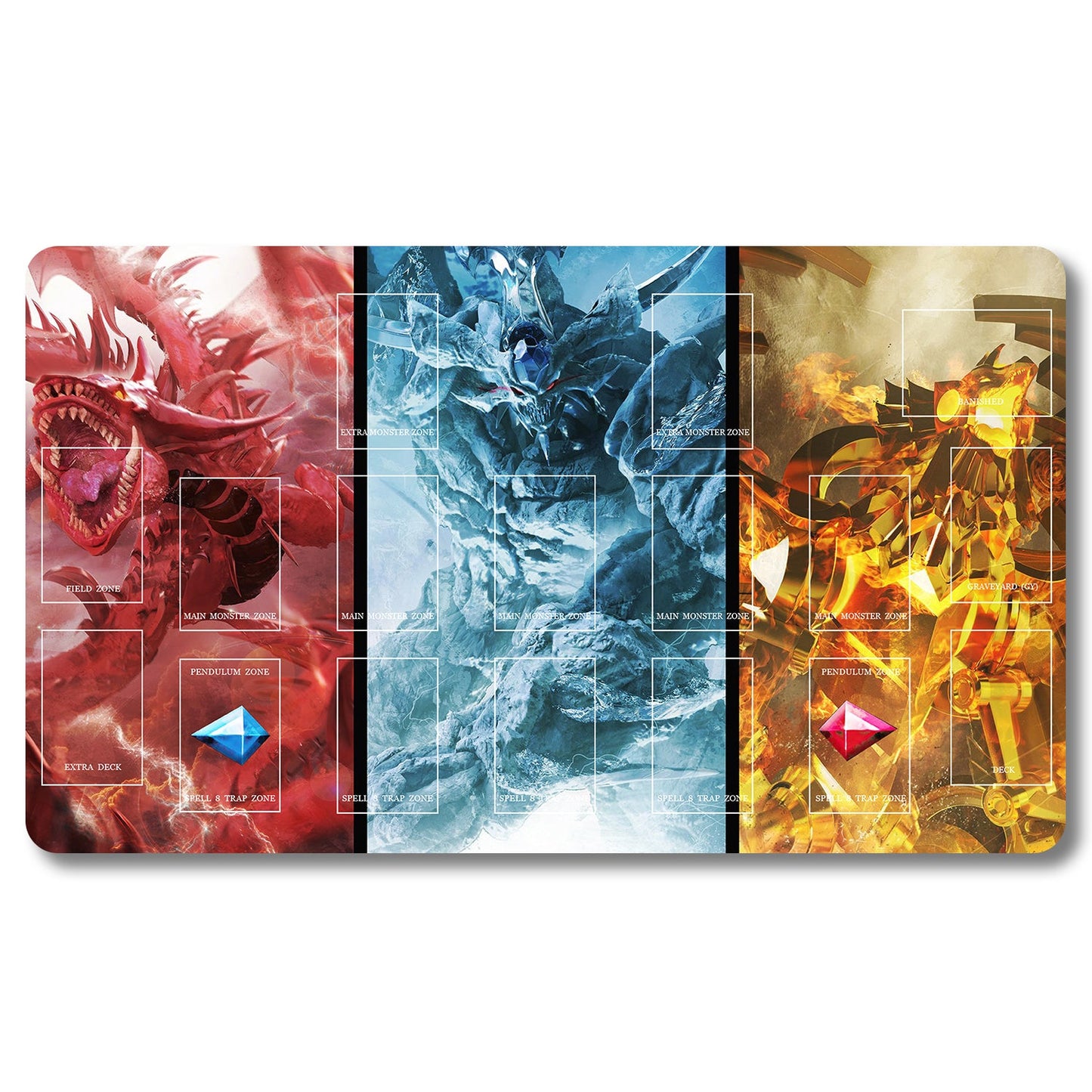 YUGIOH Card Of God Playmat - Yugioh Size 23.6X13.7in Play mats Compatible for TCG OCG CCG Trading Card Game