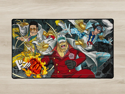 Colorful illustration of animated characters on a wooden surface