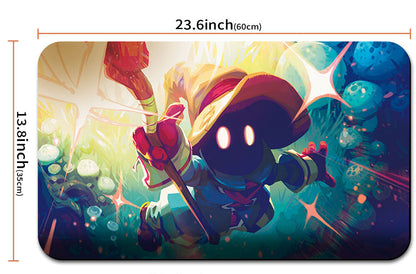 Colorful mouse pad with character design and measurements