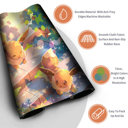 New Pokemon Eevee Playmat Stitched Edge | Pokemon Playmat Stitched Edge With Zones | 357640