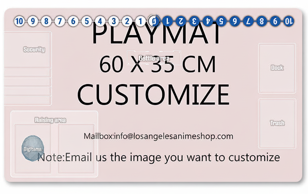 Playmat with customizable text on a pink background