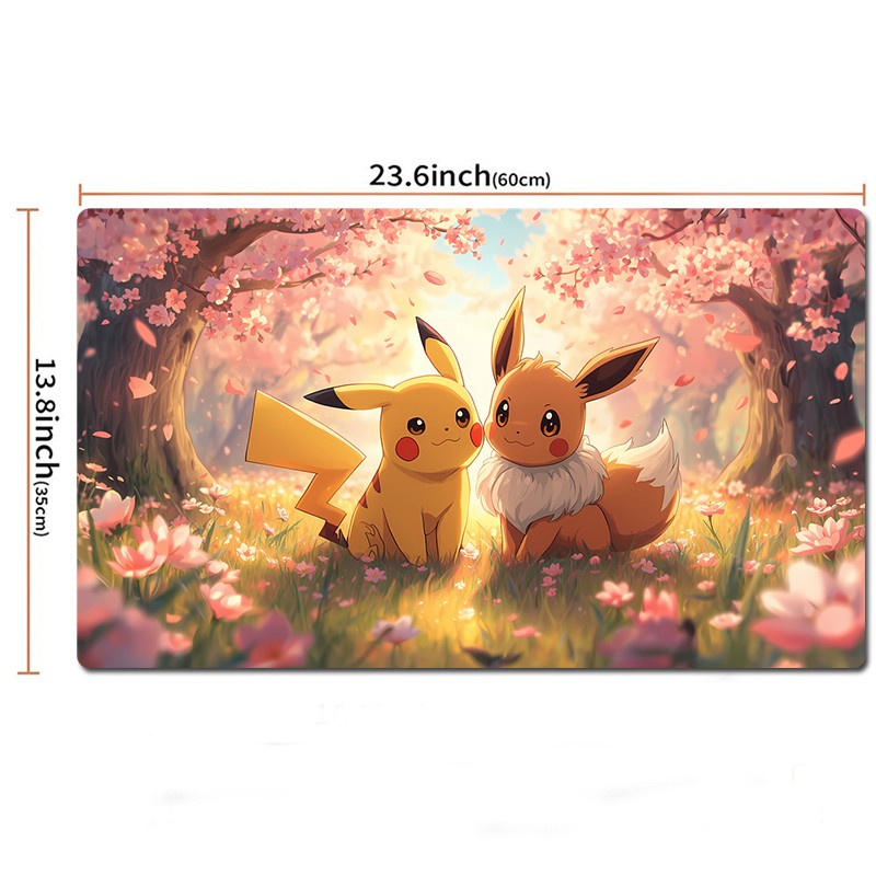 Pikachu and Eevee Pokemon Table Playmat PTCG TCG CCG Pad Trading Card Game Mat