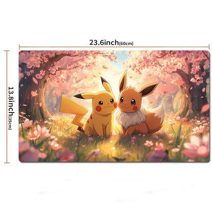 Pikachu and Eevee Pokemon Table Playmat PTCG TCG CCG Pad Trading Card Game Mat