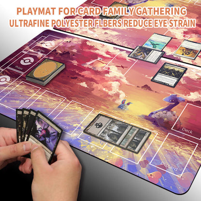 NEW Pokemon Playmat Stitched Edge with Card Zones Rubber Playmat Stitched Edge Compatible Pokemon