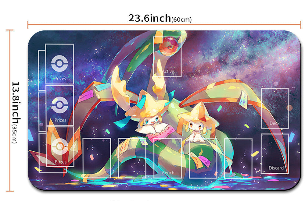 Pokémon-themed playmat with character design, measurements, and carrying strap.