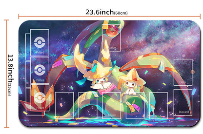 Pokémon-themed playmat with character design, measurements, and carrying strap.