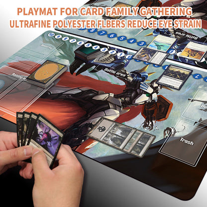 Board Game Digimon Playmat With Card Zones Mousepad Playmat of TCG CCG Stitched Edge