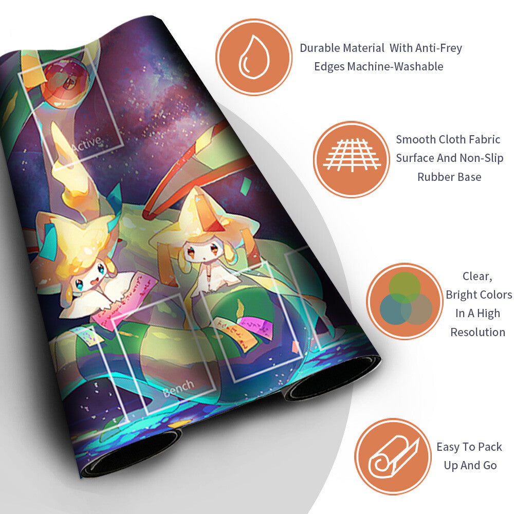 NEW Pokemon Playmat Stitched Edge with Card Zones Rubber Playmat Stitched Edge Compatible Pokemon