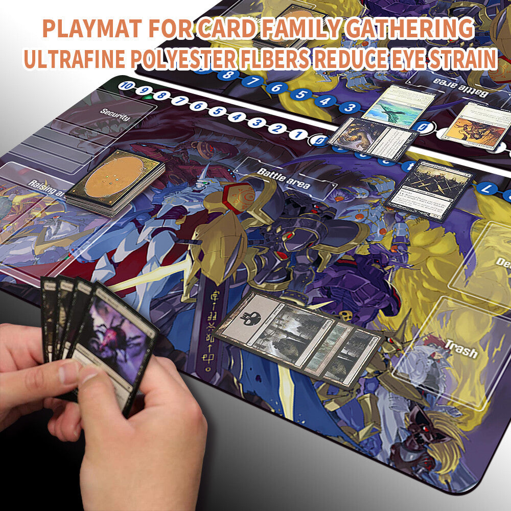 Board Game Digimon Playmat With Card Zones Mousepad Playmat of TCG CCG Stitched Edge