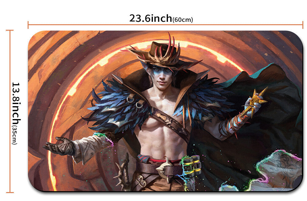 Mouse pad with fantasy character design and measurements