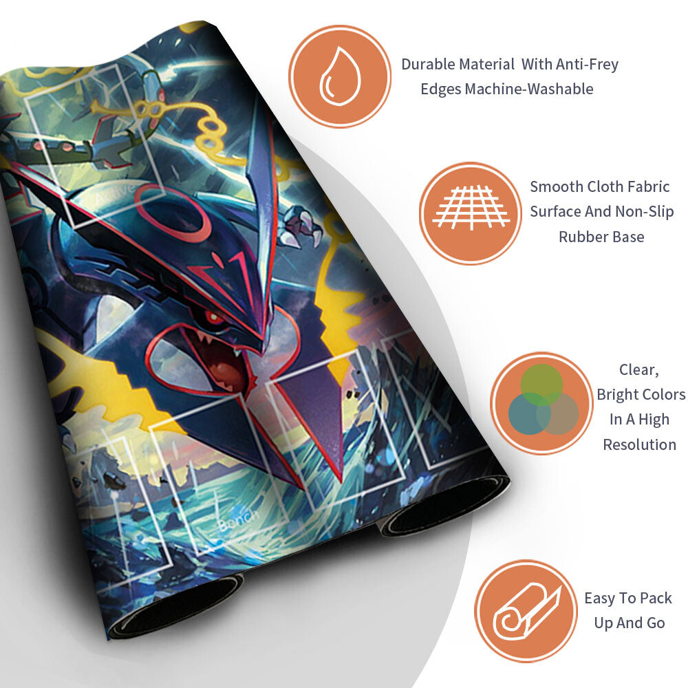 New Pokemon Mega Rayquaza Playmat Stitched Edge | Pokemon Playmat Stitched Edge With Zones