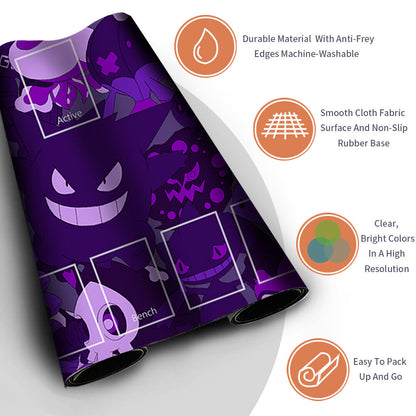 NEW Pokemon Gengar Playmat Stitched Edge with Card Zones Rubber Game Playmat Stitched Edge of TCG
