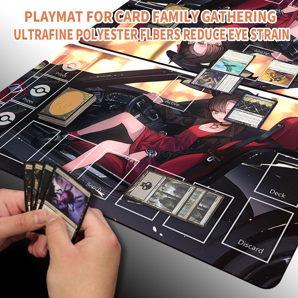 NEW Pokemon Playmat Stitched Edge with Card Zones Rubber Playmat Stitched Edge Compatible Pokemon
