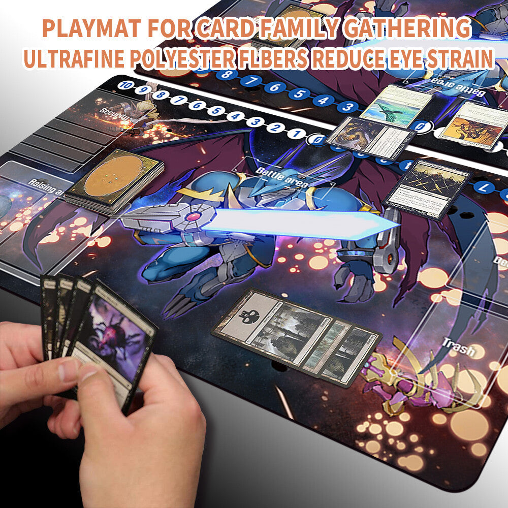Board Game Digimon Playmat With Card Zones Mousepad Playmat of TCG CCG Stitched Edge